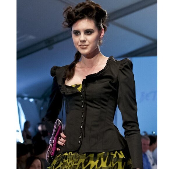 Vintage Betsey Johnson Black Bustle Corset Jacket in Black 8 NWT - Picture 1 of 7